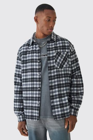 Oversized Long Sleeve Check Shirt black