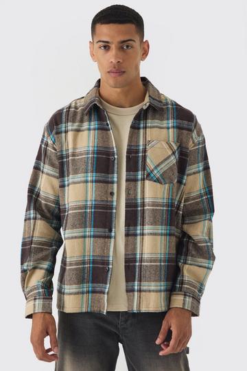 Oversized Long Sleeve Check Shirt grey