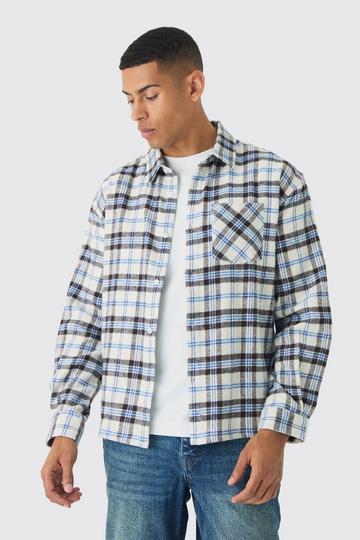 Oversized Long Sleeve Check Shirt ecru