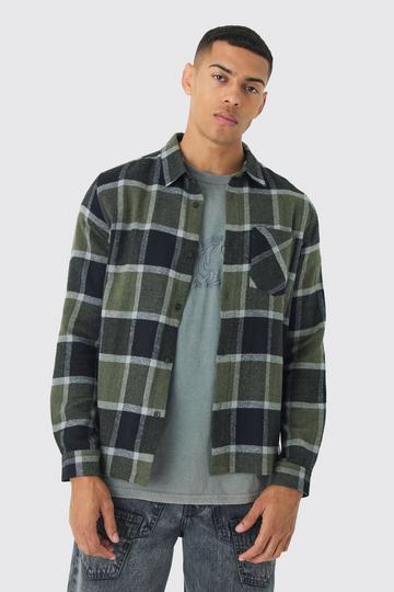 Sage Green Regular Fit Long Sleeve Flannel Shirt