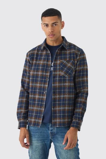 Regular Fit Long Sleeve Flannel Shirt chocolate