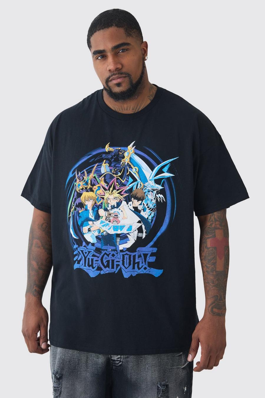 White Plus Yugioh Anime Printed Licensed T-shirt In Black image number 1