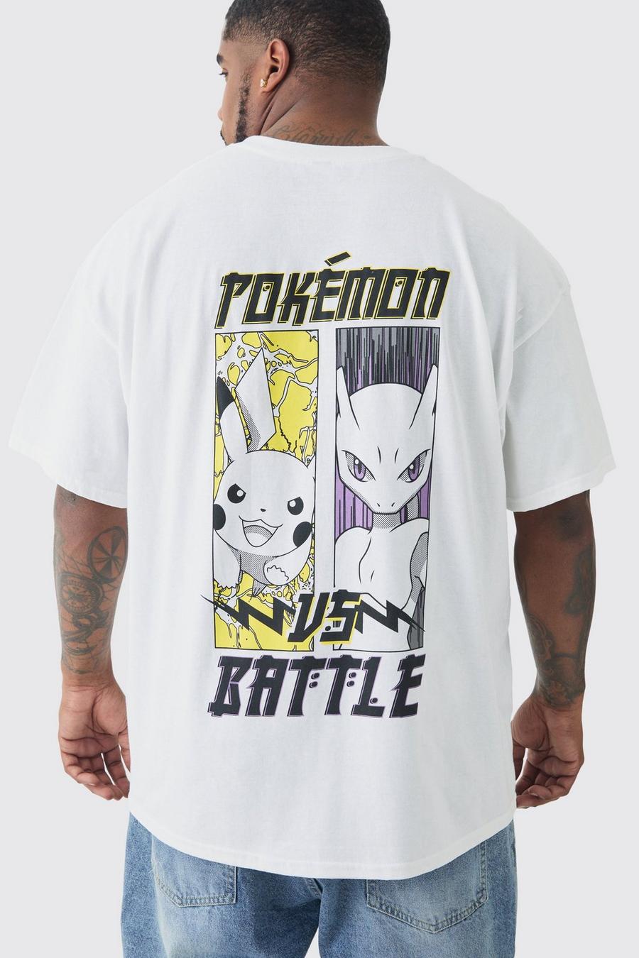 Black Plus  Pokemon Battle Printed Licensed Back Print T-shirt In Ecru