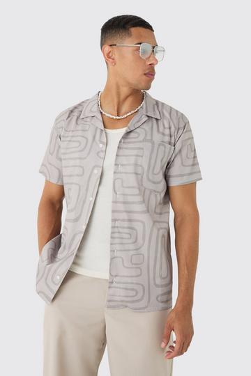 Revere Abstract Print Shirt stone