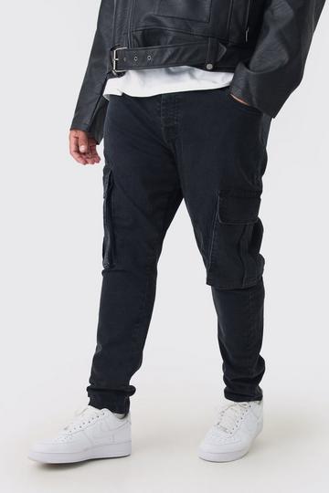 Black Plus Stretch Skinny Fit Cargo Jeans