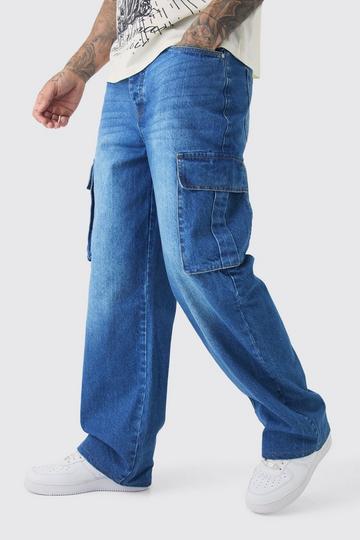 Tall Relaxed Rigid Cargo Jeans mid blue