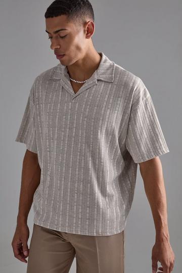 Oversized Boxy Revere Marl Stripe Polo stone