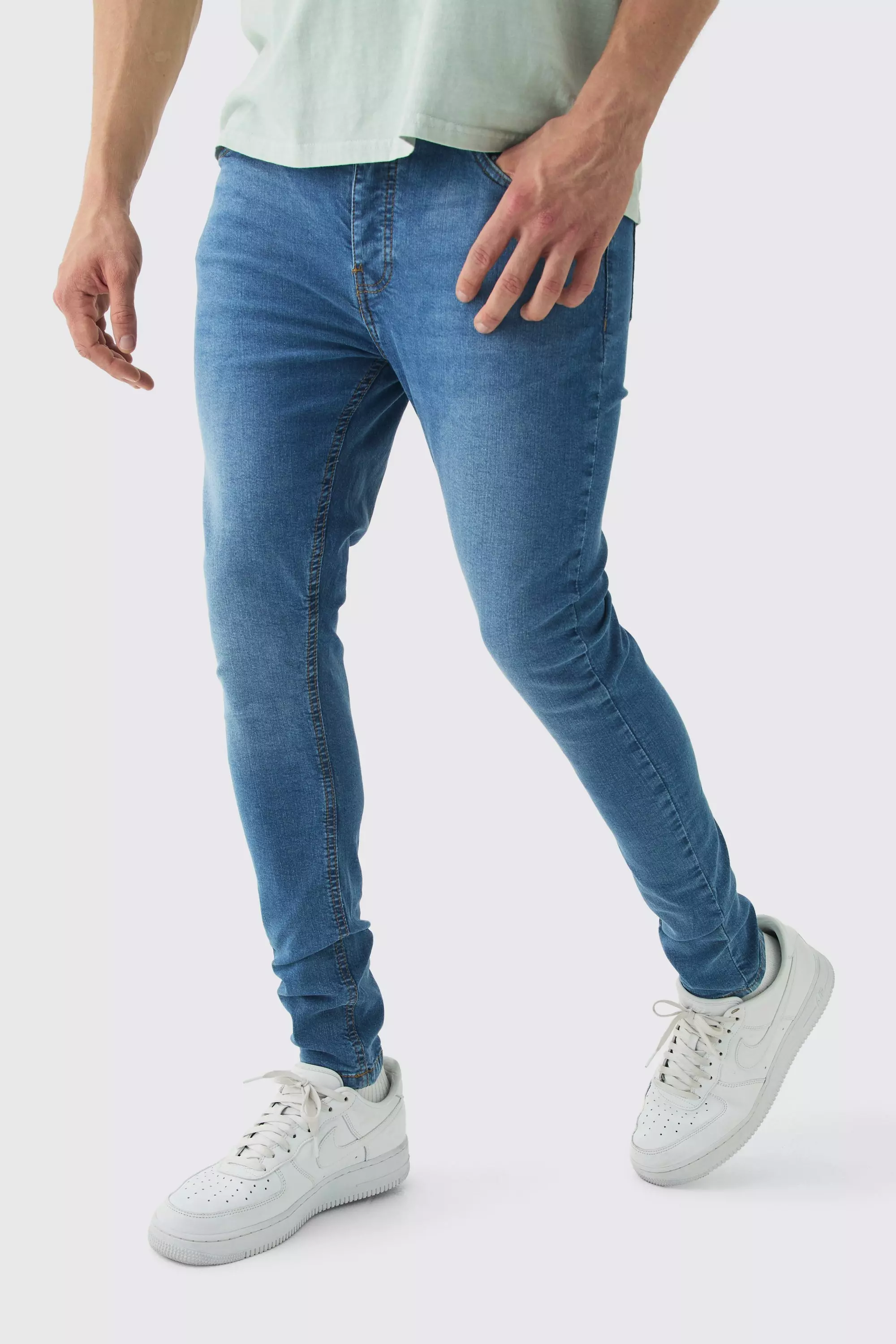 Super Skinny Stretch Jean In Mid Blue alternative image
