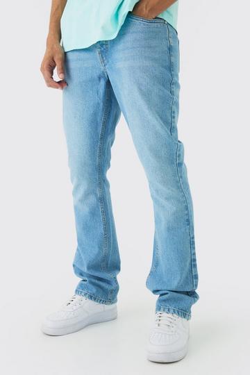 Brown Slim Rigid Flare Jean In Light Blue