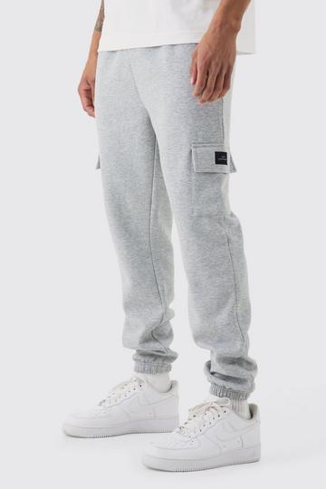 Grey Slim Fit Woven Tab Basic Cargo Jogger