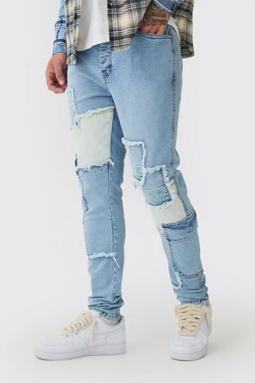 Tall Cargo Skinny Jeans Met Patches light wash