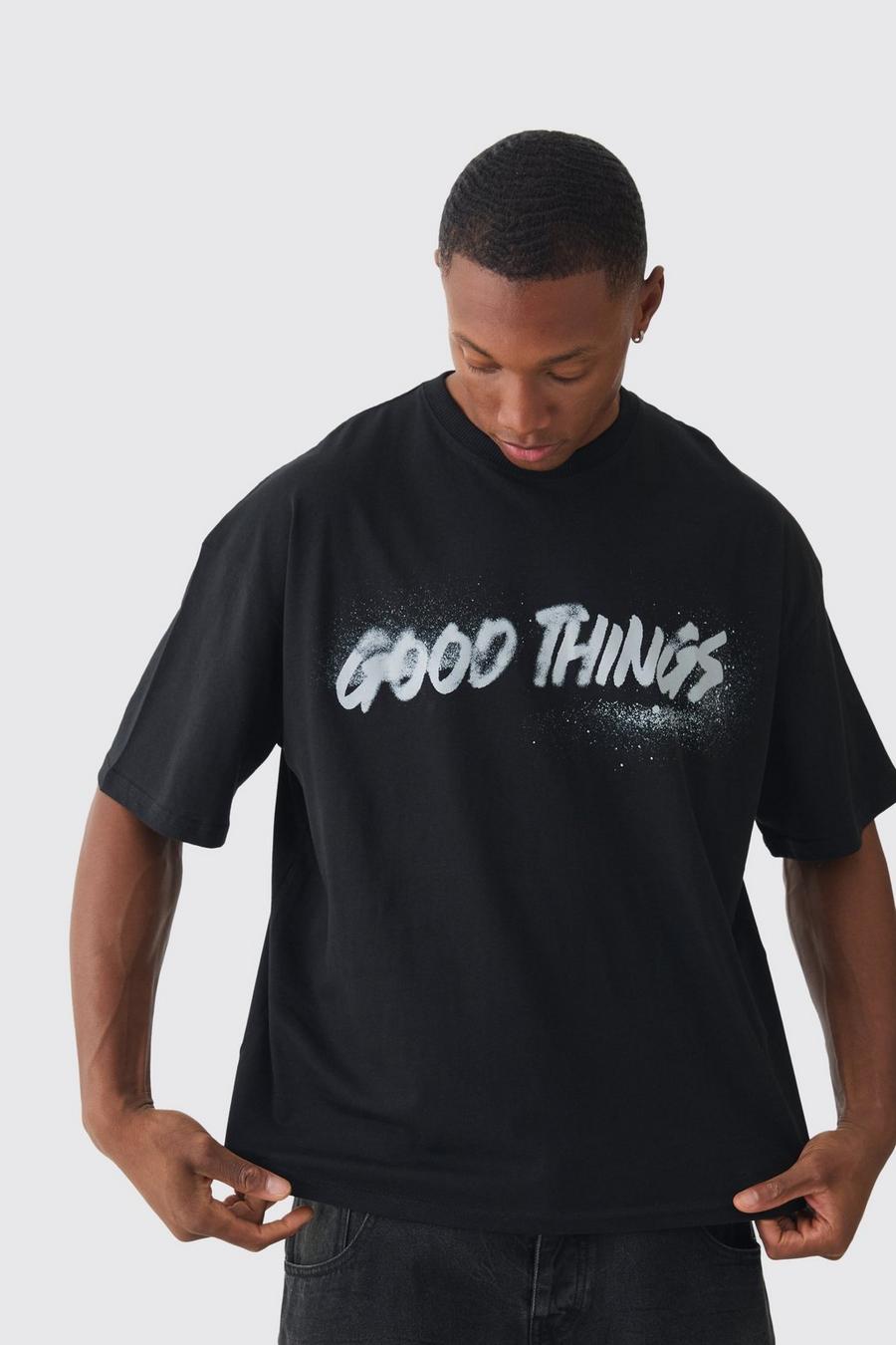 Black Oversized Boxy Good Things T-shirt