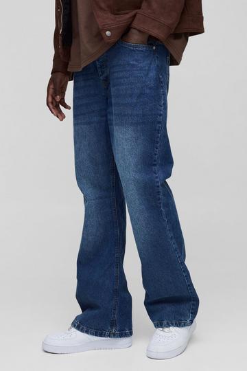 Onbewerkte Blauwe Flared Baggy Jeans mid blue