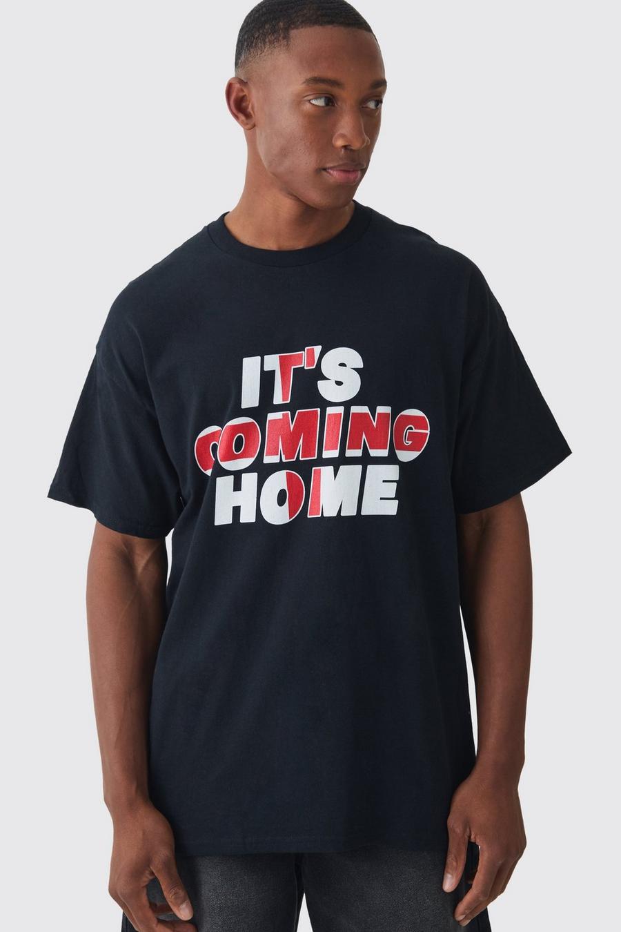 Black Oversized It's Coming Home England T-shirt image number 1