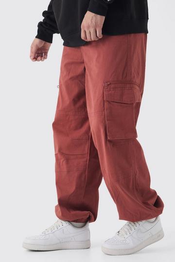 Tall Flat Drawcord Oversized Cargo Joggers rust