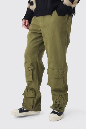 Khaki Tall Drop Multi Cargo Relaxed Fit Pants