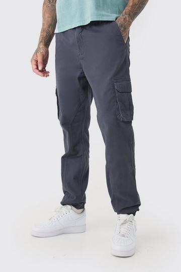 Black Tall Extended Drawcord Gusset Slim Fit Cargo Sweatpants