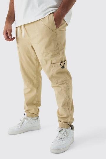 Plus Toggle Detail Slim Fit Cargo Joggers stone