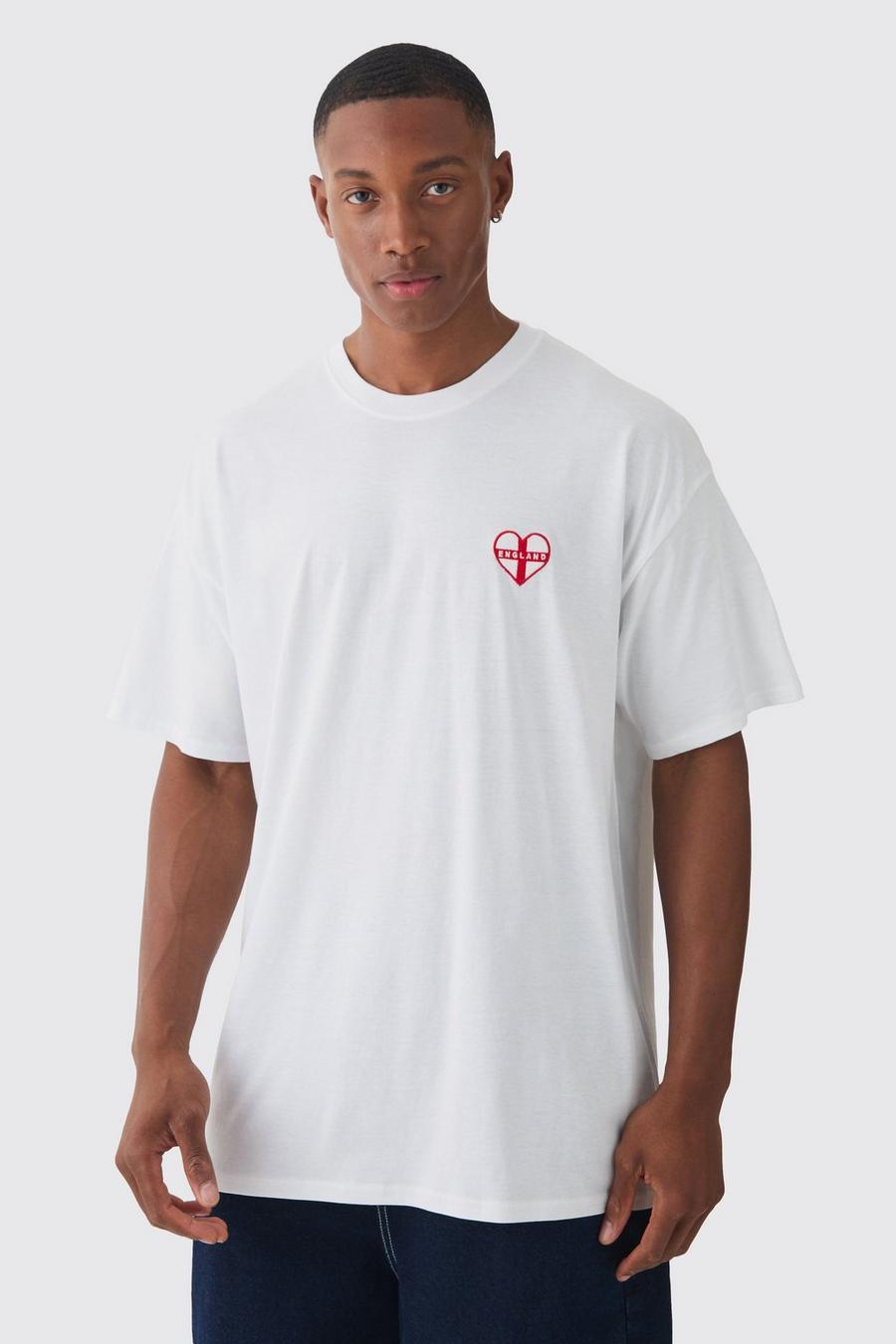 White Oversized England Embroidered T-shirt  image number 1
