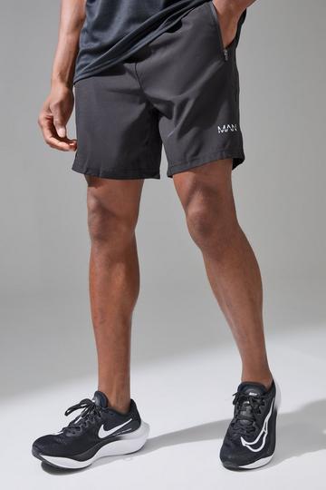 Black Man Active Stretch Woven Regular Fit 7inch Gym Short