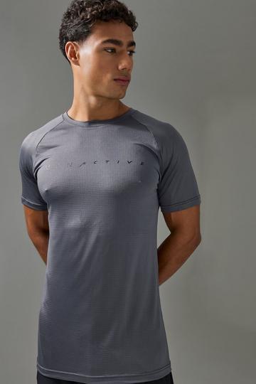 Man Active Muscle Fit Breathable Lightweight T-shirt charcoal