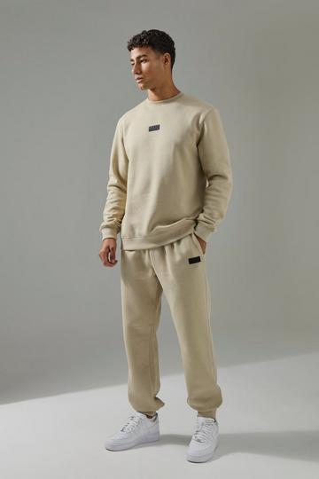 Man Active Sweatshirt & Sweatpant Tracksuit taupe