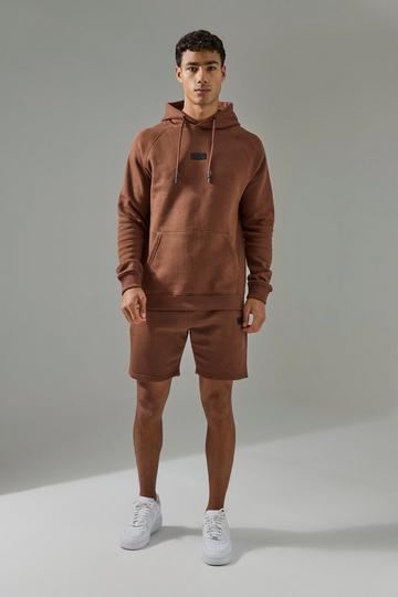 Man Active Hoodie & Short Tracksuit chocolate