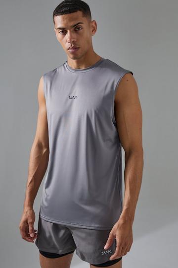 Man Active Pro Performance Fitness Tank Top charcoal