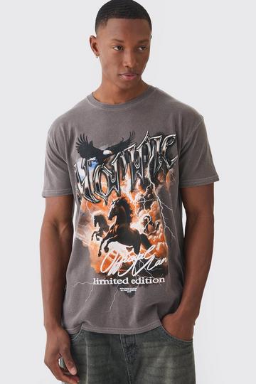 Homme Horse Graphic Wash T-shirt chocolate