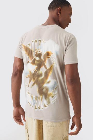 Renaissance Print Wash T-shirt stone