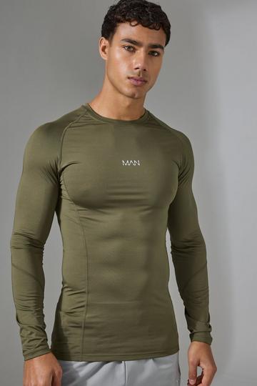 Khaki Man Active Base Layer Long Sleeve T-shirt