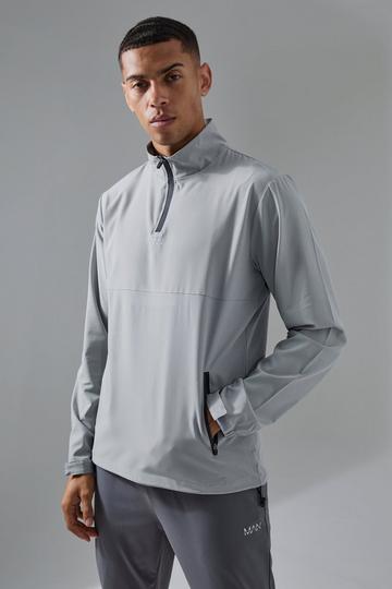 Man Active Shower Resist Windbreaker Met Korte Rits En Capuchon light grey