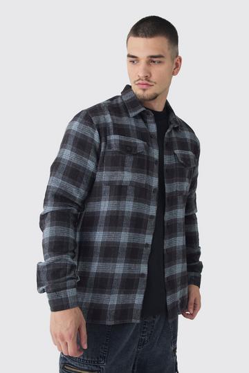 Tall Oversized 90'S Brushed Flannel Shirt charcoal