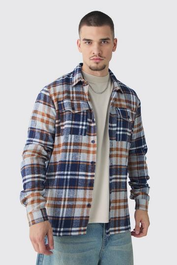 Tall Oversized Orange Large Scale Brushed Flannel Shirt orange