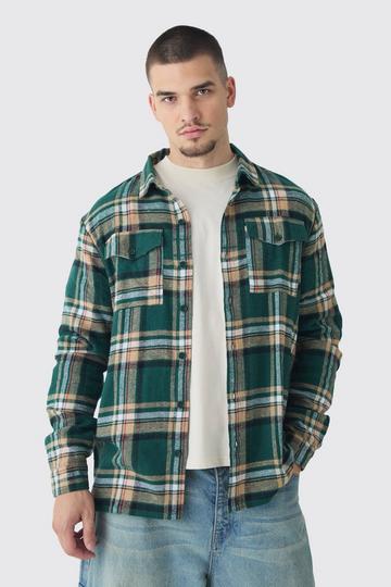 Tall Oversized Forest Large Scale Brushed Flannel Shirt forest