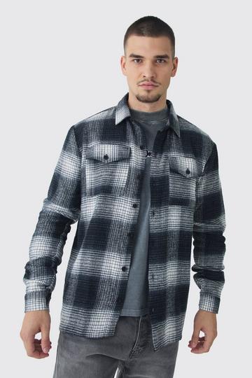 Tall Jacquard Dogtooth Oversized Brushed Shirt grey