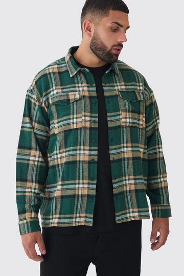 Plus Oversized Forest Large Scale Brushed Checked Shirt forest