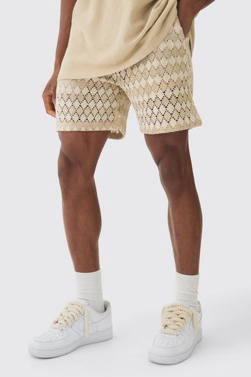 Elasticated Waist Jacquard Bermuda Shorts ecru