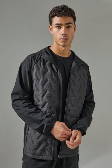 Black Man Active Quilted Hooded Jacket