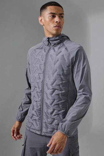 Man Active Quilted Hooded Jacket charcoal