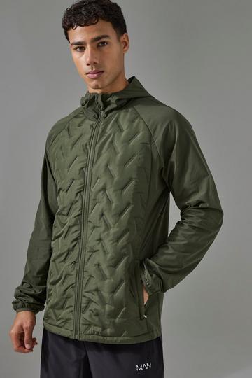 Khaki Man Active Quilted Hooded Jacket