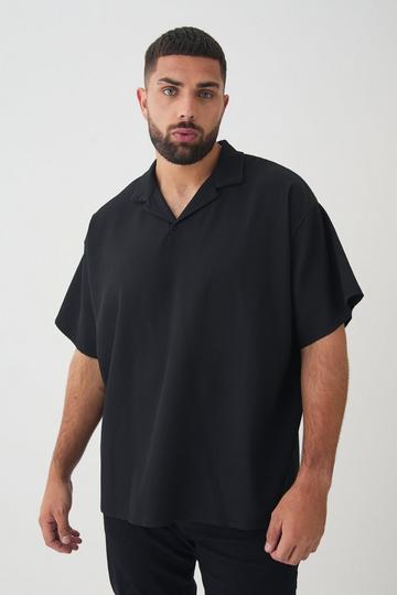 Plus Drop Revere Pleated Polo In Black black