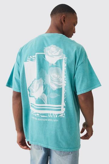 Oversized Rose Graphic T-shirt teal