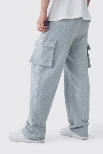 Tall Baggy Cargo Joggingbroek Met Geweven Label grey marl