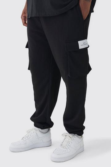 Black Plus Woven Tab Slim Fit Cargo Sweatpants