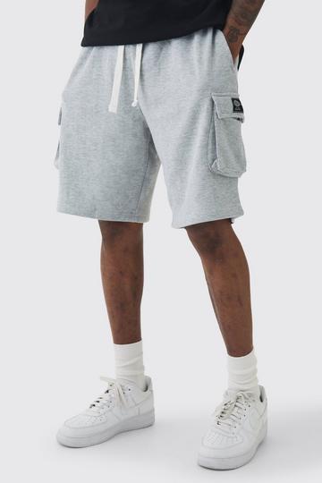 Tall Baggy Cargo Shorts Met Geweven Label grey marl