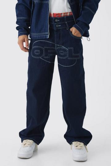 Super Baggy Rigid Boxer Double Waistband Jeans indigo