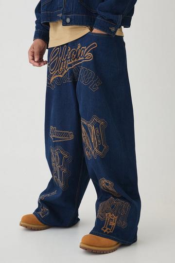 Gescheurde Onbewerkte Ballon Jeans Met Contrasterende Stiksels indigo