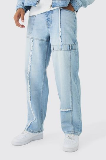 Onbewerkte Gebleekte Baggy Utility Jeans light blue