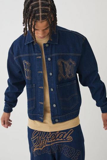 Boxy Indigo Contrast Stitch Denim Jacket indigo